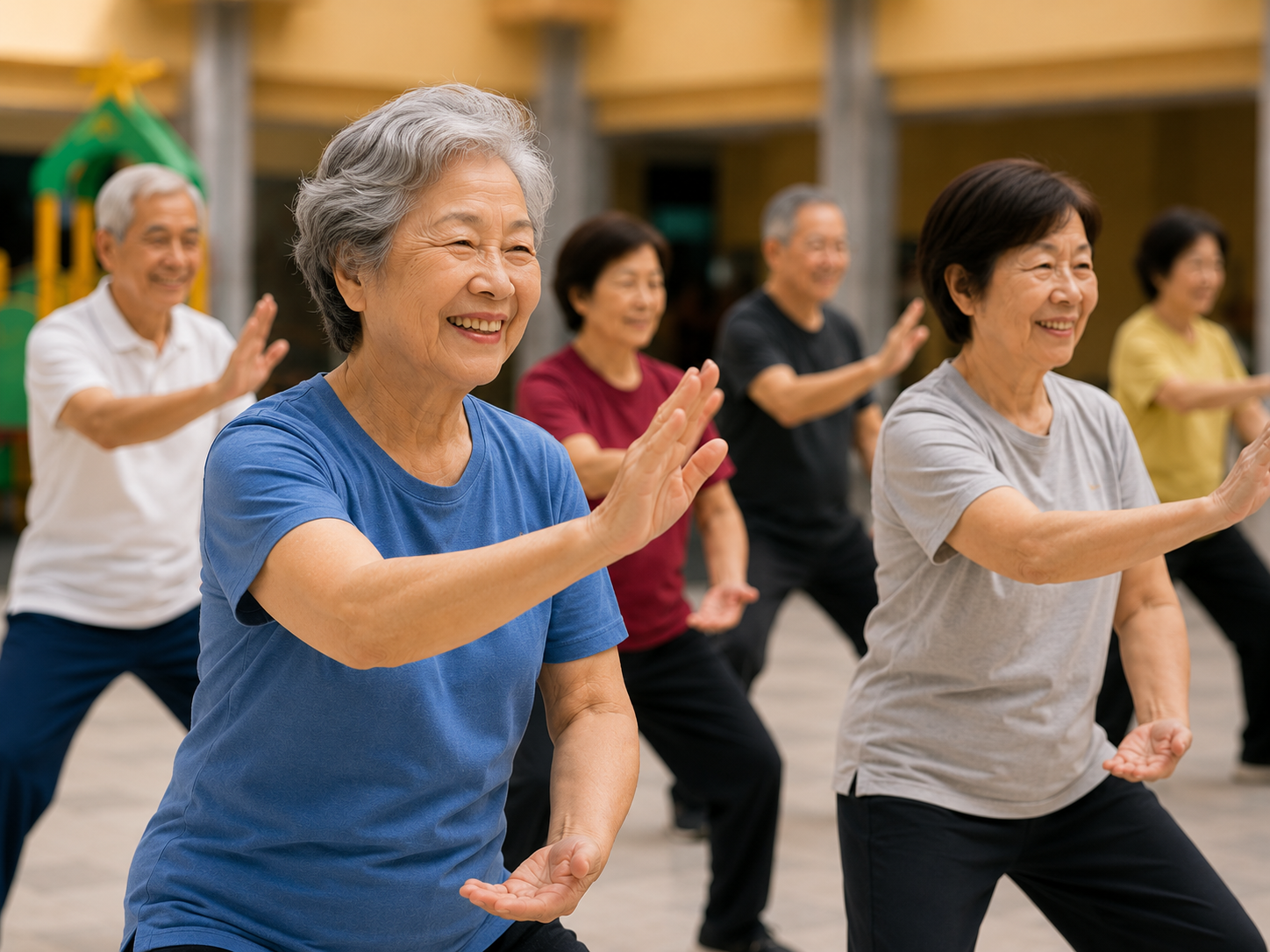 Seniors enjoying group activities at Golden Kawan